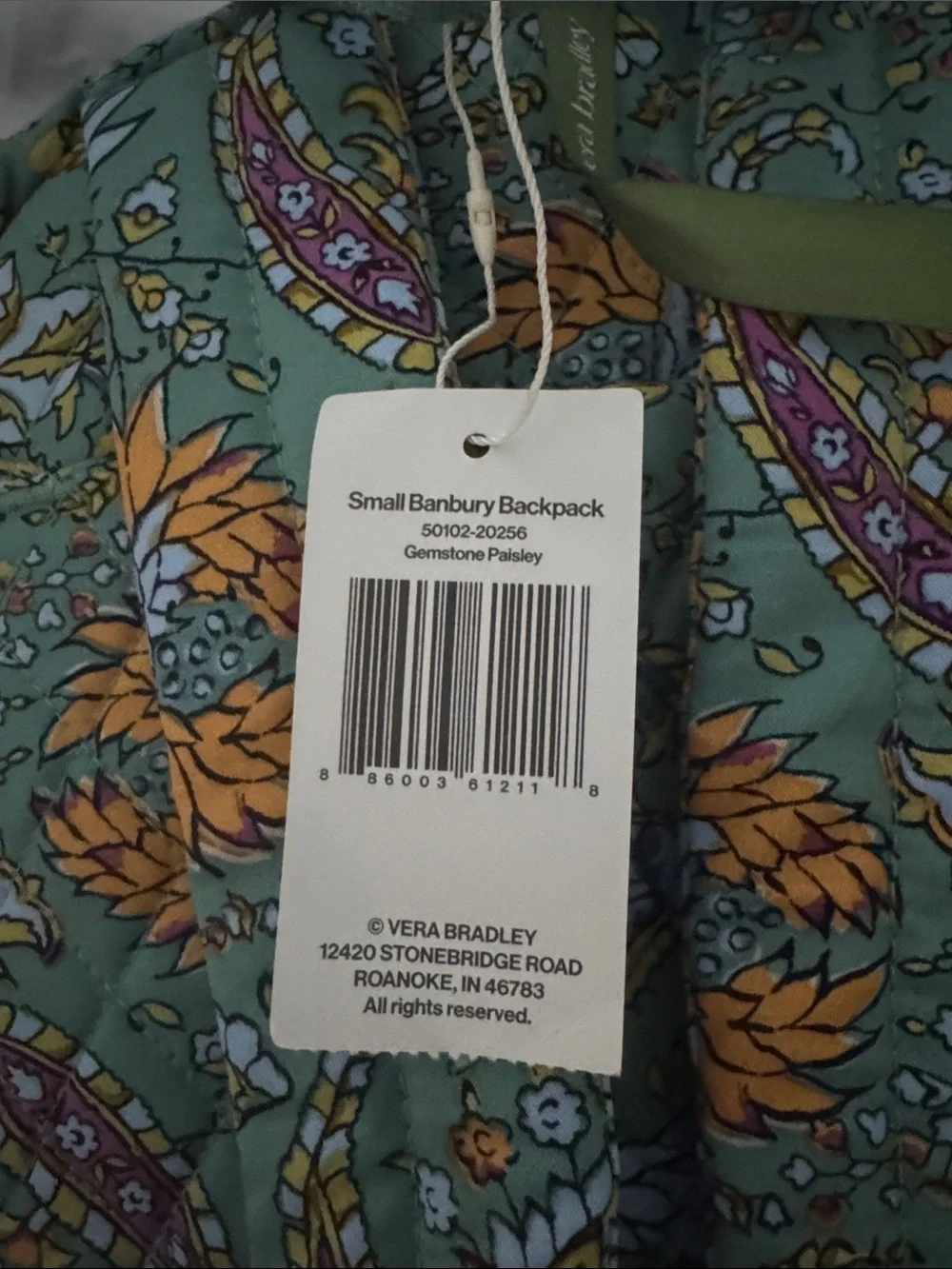 Vera Bradley Sage Green Floral Quilted Backpack